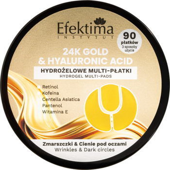 EFEKTIMA 24K Gold & Hyaluronic Acid ,płatki do twarzy, hydrożelowe, wygładzająco-nawilżające,kompozycja-1