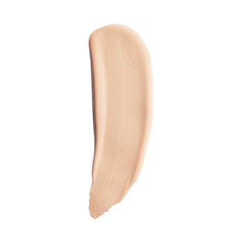Jasno beżowy swatch matującego podkładu Lumene Matte 1.5 Fair. Kremowa smuga produktu na czarnym tle.