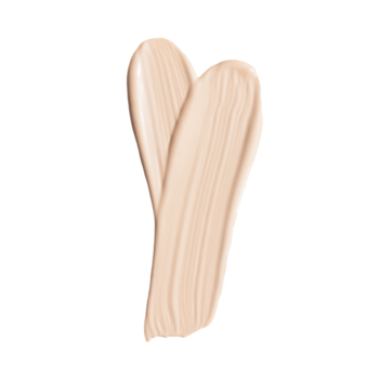 Zbliżenie: dwie próbki podkładu Lumene Natural Glow 0.5 Light, jasny beż, gładka, kremowa konsystencja na czarnym tle.