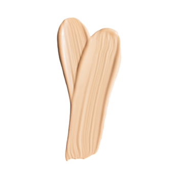 Dwie zakrzywione smugi jasnego podkładu Lumene Natural Glow 1.5 Fair, ukazujące jego płynną teksturę na czerni.
