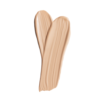 Dwie smugi rozświetlającego podkładu Lumene Natural Glow 2 Medium na czarnym tle, beżowy kolor, kremowa tekstura.