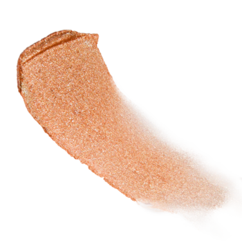 Kremowy cień w sztyfcie J.Cat Beauty Moonlight Radiance, rozmazany próbnik koloru beżowo-złotego z perłowym połyskiem.