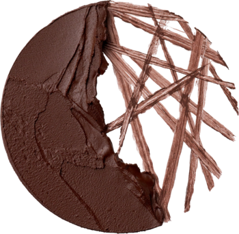 Zbliżenie na smugi ciemnobrązowego eyelinera w żelu Essence Stay & Play Pot 02 Brown, ukazujące kremową teksturę.