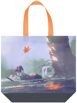 ELOY TORBA PP SWEETS 1125 z jesienną grafiką: dziewczyna czytająca pod drzewem, otoczona spadającymi liśćmi.