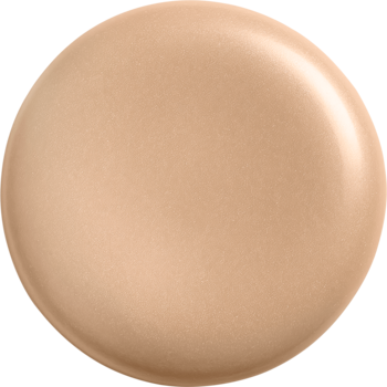 BOURJOIS Good to Glow multifunkcyjny rozświetlacz/podkład nr 02, zbliżenie na okrągły swatch w odcieniu jasnego beżu z delikatnym blaskiem.