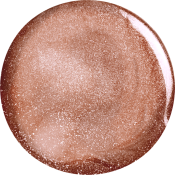 Brokatowy lakier do paznokci Miss Sporty Glow Glitter, błyszcząca próbka w odcieniu różowego brązu.
