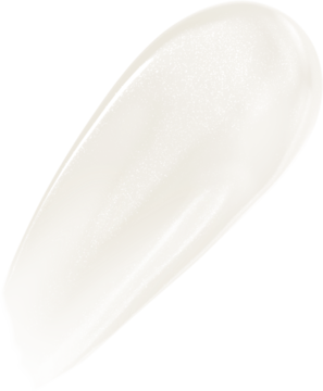 Błyszczyk-serum do ust Miss Sporty Naturally Perfect, biała smuga z połyskującą, kremową formułą.