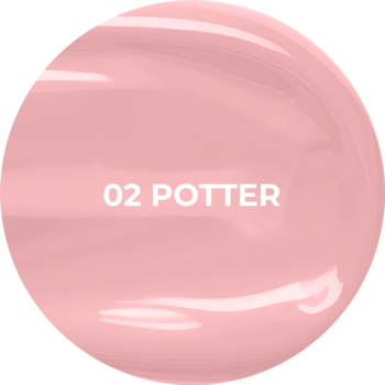 Różowa, błyszcząca kula z napisem '02 POTTER', prezentująca odcień matowej pomadki w płynie Stars Otternity.