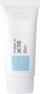 Pyunkang Yul Acne Cream, biała tubka 60ml, widok z przodu, z niebieskim napisem i elementami graficznymi.