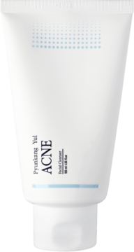 Pyunkang Yul ACNE Facial Cleanser 120ml w białej tubce, napisy "ACNE" i niebieskie kropki, widok z przodu.