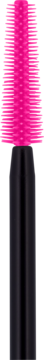 Aplikator wodoodpornej mascaray essence lash BEZ LIMITS z różową, elastyczną szczoteczką i czarnym uchwytem.