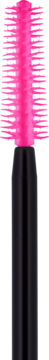 Różowa, elastomerowa szczoteczka tuszu essence lash WITHOUT LIMITS tubing, pionowo na czarnym uchwycie.