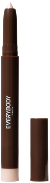 Everybody London Shimmer Pen Moonlight, brązowa kredka z odsłoniętą beżowo-perłową końcówką, obok nakrętka.