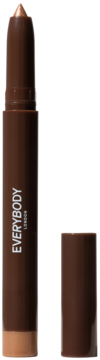 Everybody London Shimmer Pen Vivid Glow, brązowy brokatowy cień w kredce z odsłoniętą końcówką i zdjętą skuwką.
