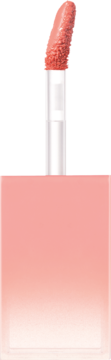 Dasique Juicy Dewy Mood Mango błyszczyk; zbliżenie na brzoskwiniową butelkę i aplikator z koralowym błyszczykiem.