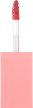 Dasique Juicy Dewy Lip Gloss Peach Pudding. Zbliżenie na aplikator i połyskujący brzoskwiniowo-różowy swatch produktu.