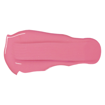 Rozmazany swatch nawilżającego olejku Tuli Labs Kiss My Pink, błyszczący różowy ślad na czarnym tle.