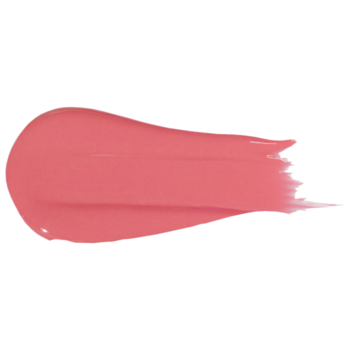 Nawilżający olejek Tuli Labs Summer Look, z SPF 50, jasnoróżowa, błyszcząca smuga płynu na czarnym tle.