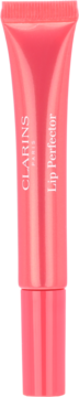 Clarins Lip Perfector, różowy błyszczyk w tubce, odcień Fuchsia Glow, widok z przodu.