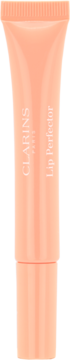 Clarins Lip Perfector, błyszczyk w brzoskwiniowej tubce, odcień Apricot Shimmer, widok z przodu.