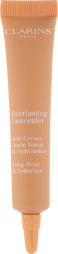 Clarins Everlasting Concealer Medium Deep, beżowa tubka z aplikatorem. Kryjący korektor pod oczy, widok z przodu.