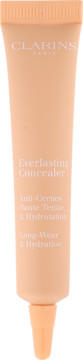 Korektor Clarins Everlasting Concealer w brzoskwiniowej tubce, z białym tekstem, widok z przodu.