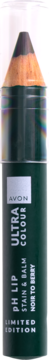 Avon Ultra Colour pH Lip Stain & Balm, dark green stick with black crayon tip, straight view, limited edition.