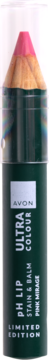 Avon Ultra Colour pH Lip Stain & Balm w kształcie kredki, ciemnozielony z różową końcówką, widok z przodu.