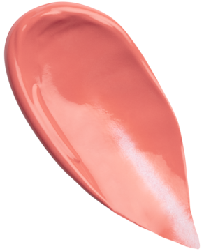 Zbliżenie na błyszczący swatch kremowego różu Lumene Natural Glow Berry Blush w odcieniu brzoskwiniowego różu.