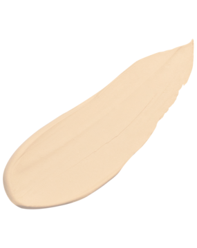 Smuga Lumene Blur Medium korektora w neutralnym, średnim odcieniu beżu na czarnym tle. Kremowa tekstura.