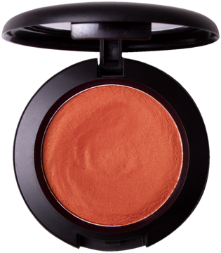 Róż J.CAT BEAUTY Blush-Mallow 108 Honey Me, otwarty, pomarańczowy kremowo-pudrowy w czarnym kompakcie.