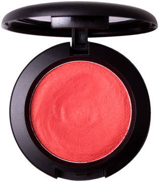 Otwarty czarny kompakt z kremowo-pudrowym różem J.CAT BEAUTY Blush-Mallow 110 Just Blushing w kolorze koralowym.
