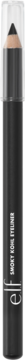 Kredka do oczu e.l.f. Smoky Kohl Eyeliner w czarnej obudowie, z przezroczystą zatyczką i jasną końcówką.