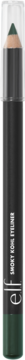 e.l.f. Smoky Kohl Eyeliner w odcieniu Rare Emerald, ciemnozielona końcówka, czarna tubka, widok z przodu.