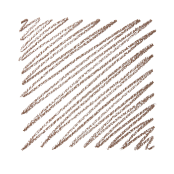 Kwadratowa próbka kredki do brwi e.l.f. Ultra Precise Taupe, ukazująca ukośne, cienkie kreski koloru.