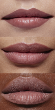 e.l.f. konturówka Baddest Beige na ustach trzech kobiet, półmatowa, odcień nude beż, różne karnacje.