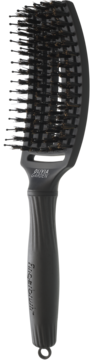 Olivia Garden Fingerbrush, czarna szczotka do włosów z ergonomicznym kształtem „otwartej dłoni”, widok z boku.