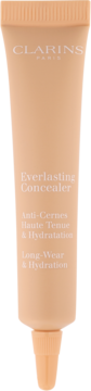 Beżowy korektor Clarins Everlasting Concealer, tubka z widocznym napisem, wysokie krycie i nawilżenie.