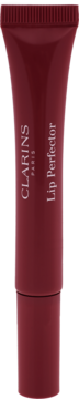 Bordowy błyszczyk Clarins Lip Perfector Intense Maple w tubce, pionowo, z napisami Clarins i Lip Perfector.