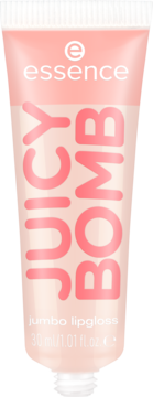 Lśniący błyszczyk Essence Juicy Bomb Jumbo w różowej tubce 30ml, z pionowym napisem, widok z przodu.