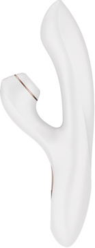 Biały wibrator Satisfyer Pro+ G-Spot o ergonomicznym kształcie z różowozłotymi akcentami, do podwójnej stymulacji.