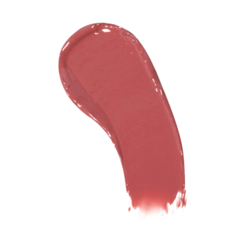Kremowy swatch błyszczyka Revolution Pout Sweet Rose. Rozmazana smuga różowego koloru na białym tle.