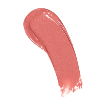 Próbka błyszczyka Revolution Pout Lip Gloss Stick Shimmer Peach Sorbet Nude, błyszcząca, brzoskwiniowo-nude smuga.