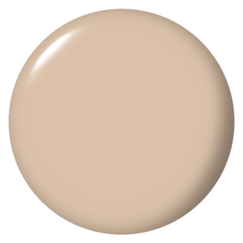 Zbliżenie na błyszczącą, okrągłą kroplę szybkoschnącego lakieru OPI RapiDry Quick Sand w kolorze nude.