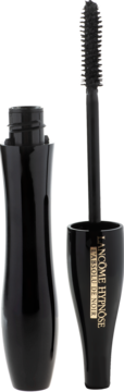 Czarna maskara pogrubiająca Lancôme Hypnôse L’Absolu de Noir, otwarta tuba, szczoteczka obok, złote logo.