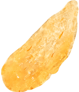 Złocisty, podłużny kawałek smażonego plantana, o nieregularnym kształcie i widocznej teksturze.