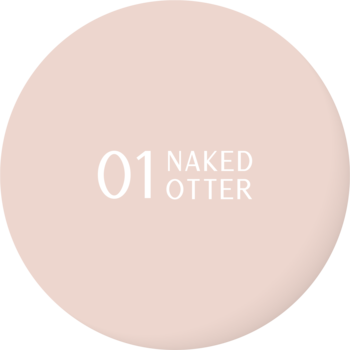 Jasnoróżowe kółko z białym numerem 01 i nazwą NAKED OTTER, odcień lakieru hybrydowego Stars Otternity.