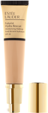 Estée Lauder Futurist Hydra Rescue, nawilżający podkład do twarzy SPF 45, beżowa tubka, widoczna pompka.