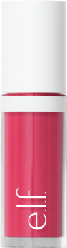 e.l.f. Camo róż w płynie, odcień Comin' In Hot Pink. Przezroczysta butelka z różowym płynem, białe logo, widok z przodu.