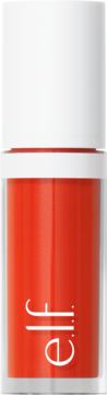 e.l.f. Camo Płynny róż Gorg Orange w przeźroczystej butelce z białym korkiem i logo, widok z przodu.